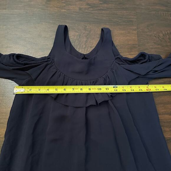 Maeve Anthropologie navy blue long sleeve cold shoulder top size 0 - Picture 11 of 12